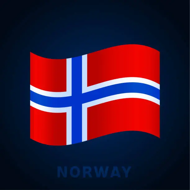 Vector illustration of norway wave vector flag. Waving national Official colors and proportion of flag. Vector illustration.
