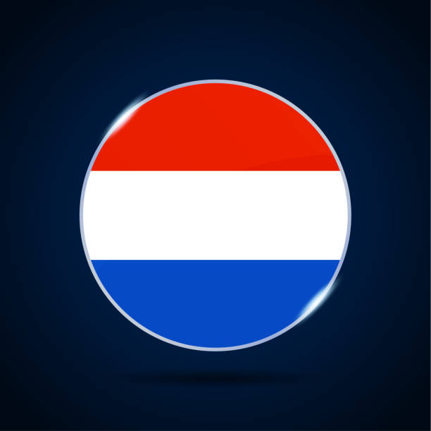 オランダ国旗サークルボタンアイコン。シンプルなフラグ、公式の色と正しい比率。フラット ベクターの図。 - push button button textile backgrounds点のイラスト素材／クリップアート素材／マンガ素材／アイコン素材