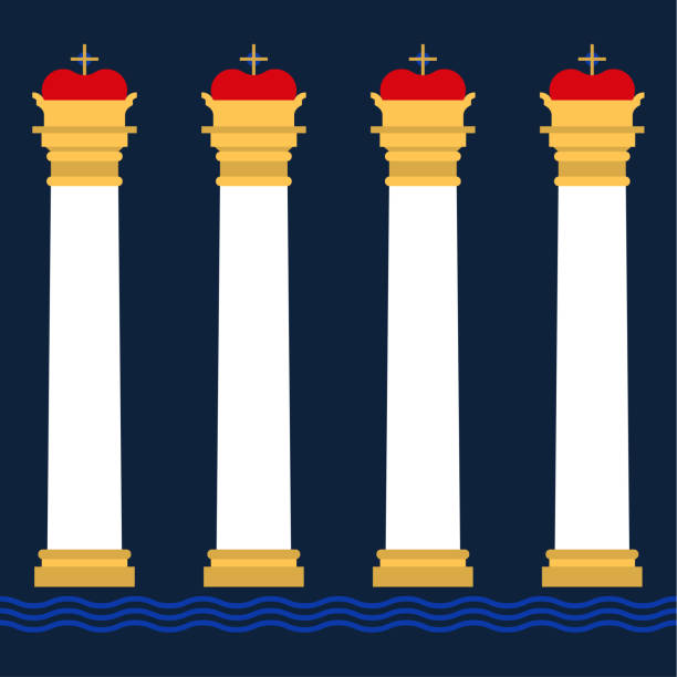 ilustrações de stock, clip art, desenhos animados e ícones de ancient columns seamless pattern. set of silhouettes of classic vintage capitals vector illustration - column ionic capital isolated