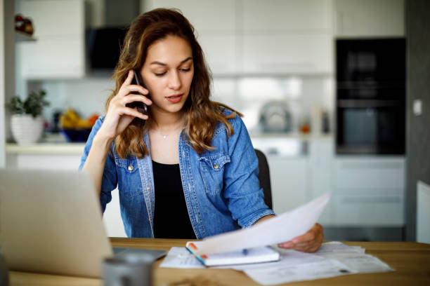 istock Young woman working at home 1335044088