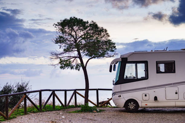istock Motor home on seaside cliff, Spain 1335045610