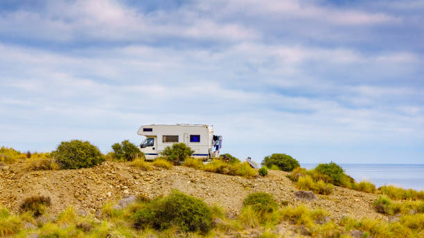 istock Camper camp on cliff, coast in Spain 1335046289
