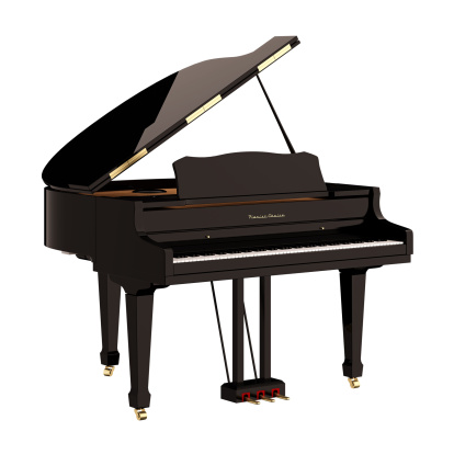 Grand piano on white background. 