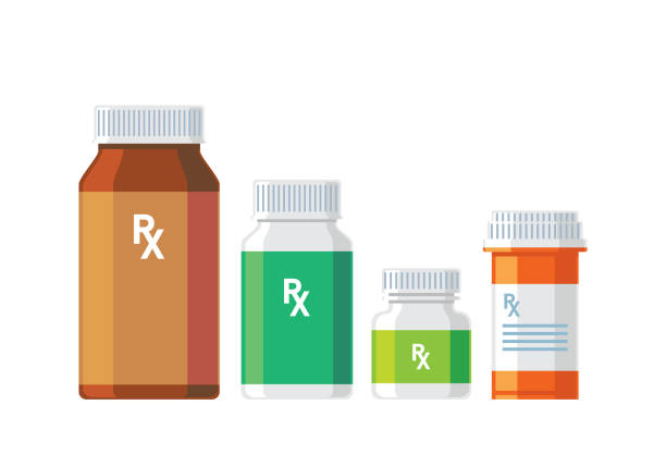 butelki na pigułki - pill bottle nutritional supplement pill medicine stock illustrations
