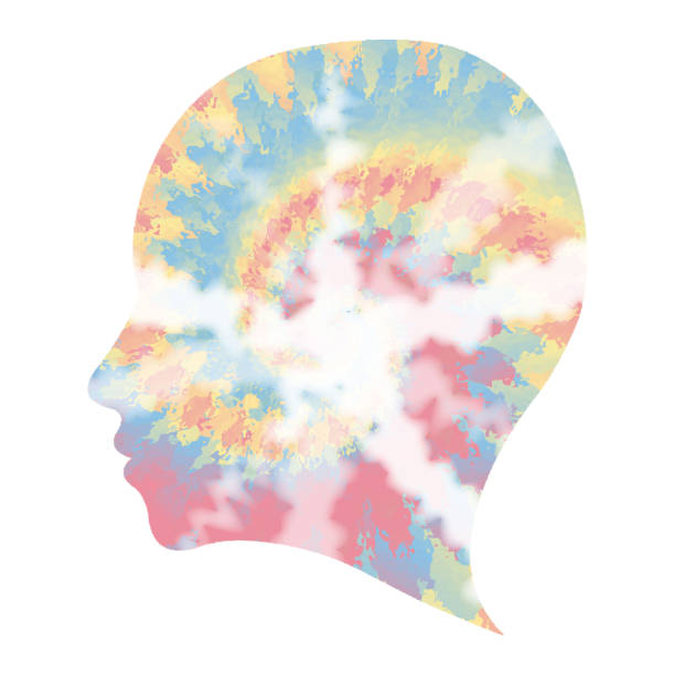 istock 70s Shibori Tie Dye Abstract Background in Human Head Profile Shape Hippie Style Psychedelic Fabric Boho Design Hippy Swirl 1335067206