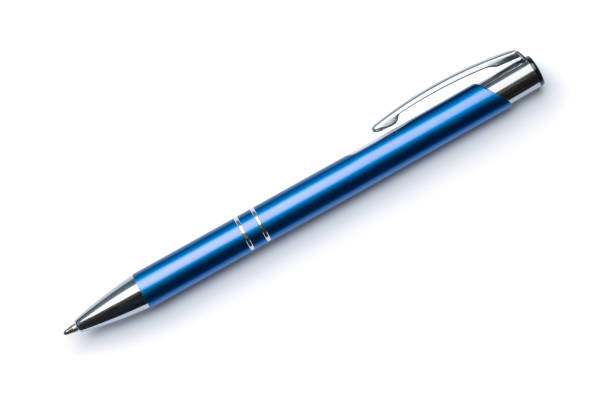 istock Blue metal business pen on white 1335071645