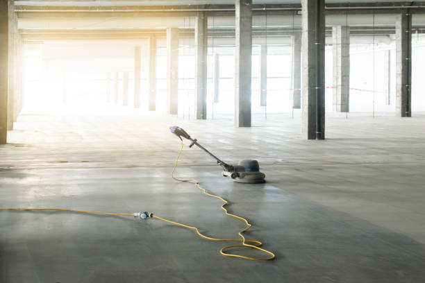 floor polishing machine inside a large industrial building, not people floor polishing machine inside a large industrial building, not people polishing stock pictures, royalty-free photos & images