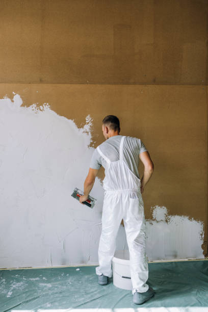 istock Back View of An Anonymous Man Plastering Wall with Spatula 1335074915