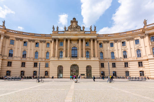 Berlin, Germany - March, 2018: The Humbolt University and Bebelplatz in a cold end of winter day