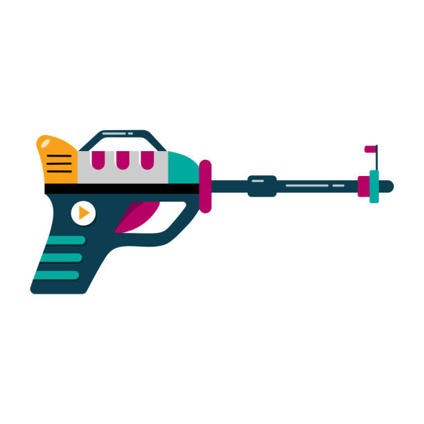 blaster ilustracja wektorowa space gun cartoon weapon - laser gun shooting space laser stock illustrations