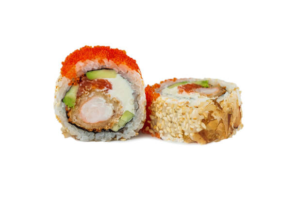 istock japanese sushi rolls on a white background 1335085055