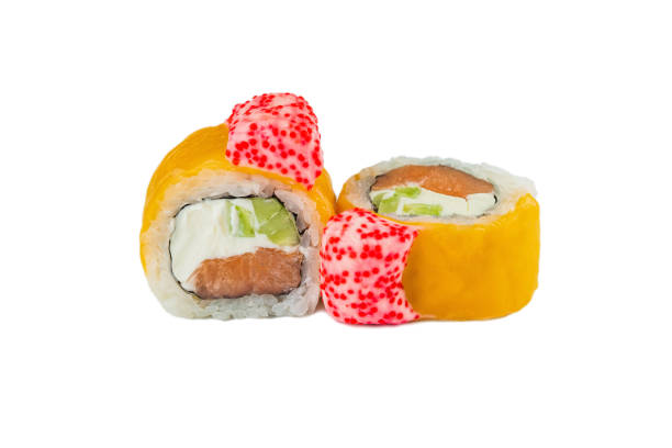 istock japanese sushi rolls with cheddar cheese on a white background 1335085057