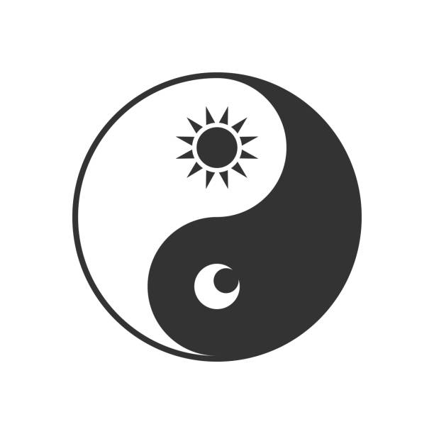 инь ян - yin yang symbol yin yang ball zen like symbol stock illustrations