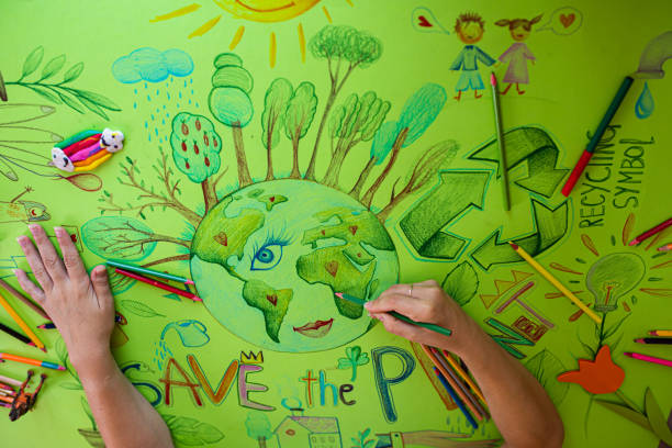 istock Brave and creative female artist drawing the poster about environmental issues 1335088790