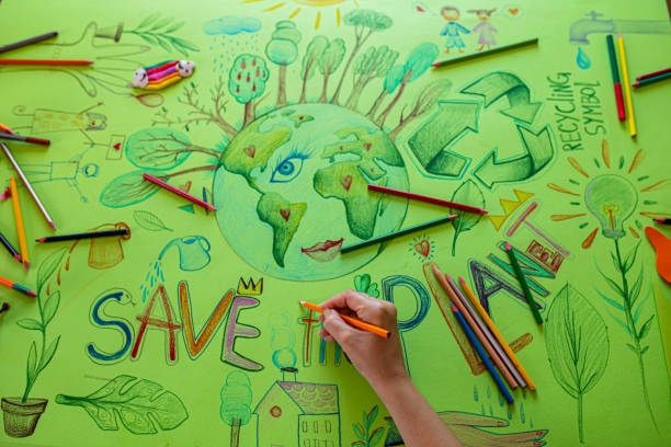 istock Environmentalist, using her creative skills to draw the poster with a theme 