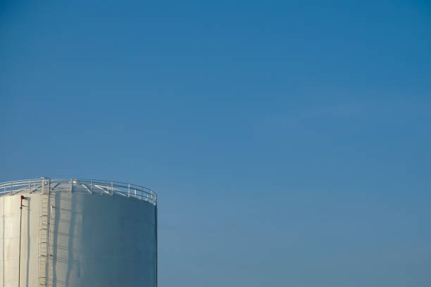 istock Big water reservoir with blue sky background 1335092486