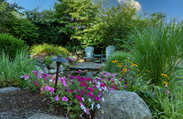 istock Landscape architecture for spring and summer garden with water feature 1335092972