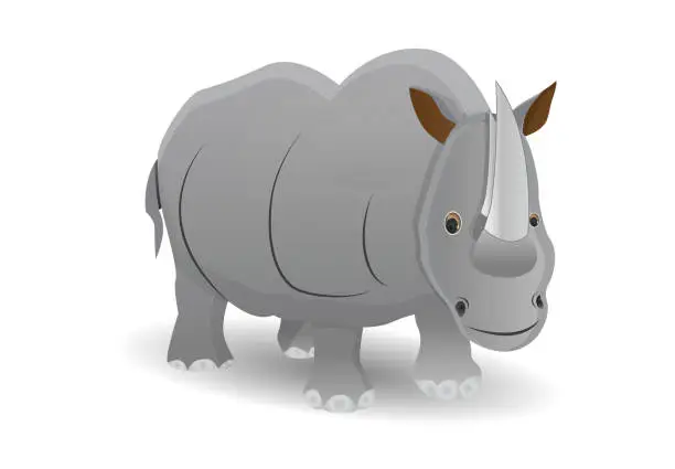 Vector illustration of cartoon gray rhino