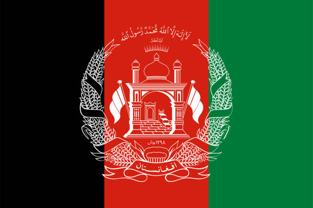 flaga narodowa afganistanu oryginalny rozmiar i kolory ilustracja wektorowa, flaga islamskiej republiki afganistanu godło narodowe herb afganistan, flaga upadek kabulu - flag of jihad stock illustrations