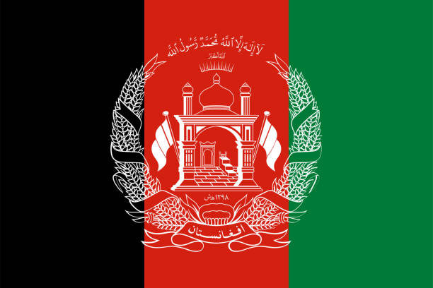 ilustrações de stock, clip art, desenhos animados e ícones de national flag of afghanistan original size and colors vector illustration, islamic republic of afghanistan flag national emblem coat of arms afghanistan, flag fall of kabul - jihad