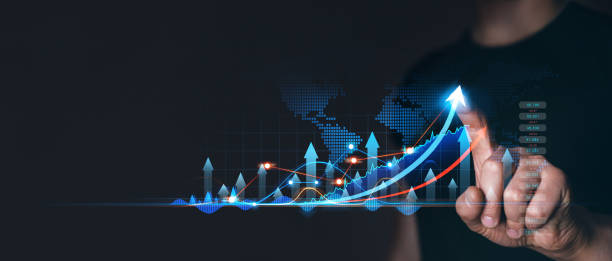 Hand draw growth business graph progress and financial analyzing. Business development to success, profit and growing plan.