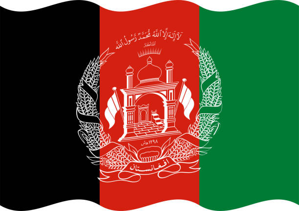 falista flaga narodowa afganistanu oryginalny rozmiar i kolory ilustracja wektorowa, flaga islamskiej republiki afganistanu godło narodowe herb afganistanu, flaga upadek kabulu - flag of jihad stock illustrations