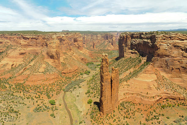 Spider Rock Spider Rock formation in Canyon de Chelly chinle arizona stock pictures, royalty-free photos & images