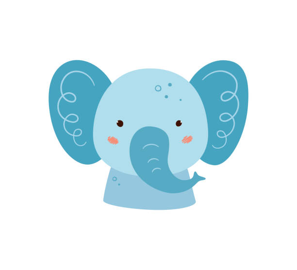 istock Cute elephant. Animal kawaii character. Funny little elephant face. Vector hand drawn illustration isolated on white background 1335131038