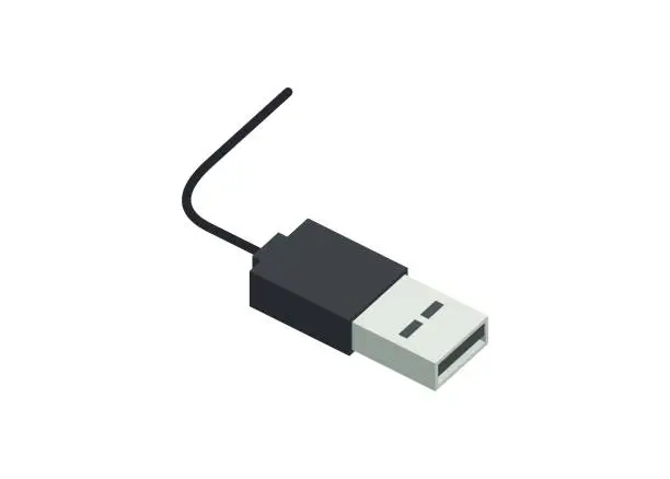 Vector illustration of Male USB plug. Simple flat illustration.