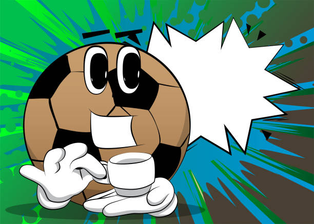 ilustrações de stock, clip art, desenhos animados e ícones de soccer ball holding a cup of coffee. - coffee time restaurant