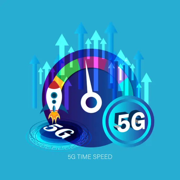 Vector illustration of 5G and time speed