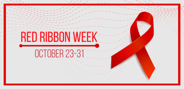 ilustrações de stock, clip art, desenhos animados e ícones de red ribbon week concept. banner with red ribbon awareness and text. vector illustration. - drug awareness