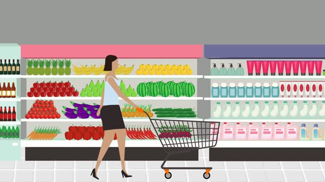 1,002 Grocery Store Cartoon Stock Videos and Royalty-Free Footage - iStock  | Grocery shopping
