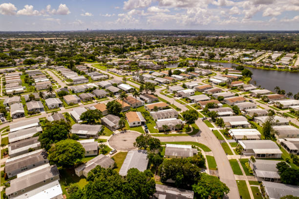 istock Drone photo mobile home trailer park 1335157873