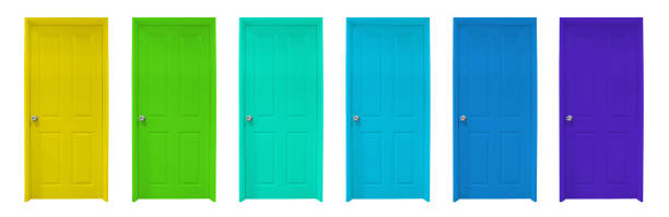 istock Group of wooden doors isolated on white background 1335163107