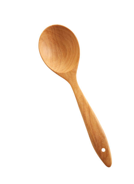 wooden spoon isolated on white background stock photo