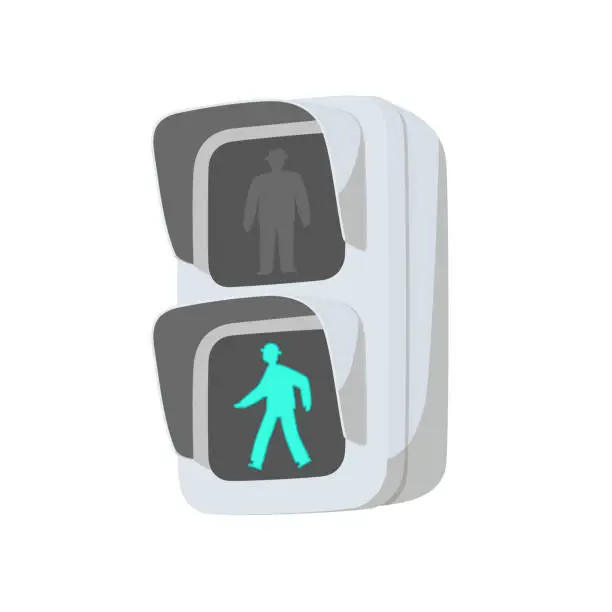 Vector illustration of Green LED pedestrian traffic light.