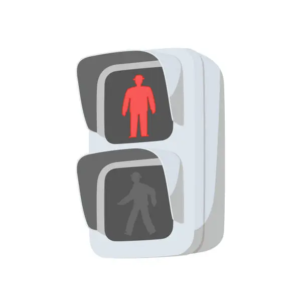 Vector illustration of Red LED pedestrian traffic light.