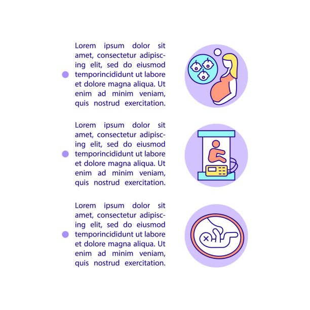 früh-, mehrlings- und totgeburten konzeptliniensymbole mit text - twin tips stock-grafiken, -clipart, -cartoons und -symbole