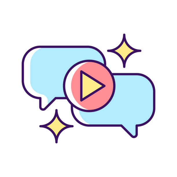 Talk show RGB color icon Talk show RGB color icon. Interview broadcast for television entertainment. Watch conversation online in video recording. Speech bubble. Isolated vector illustration. Simple filled line drawing interview stock illustrations