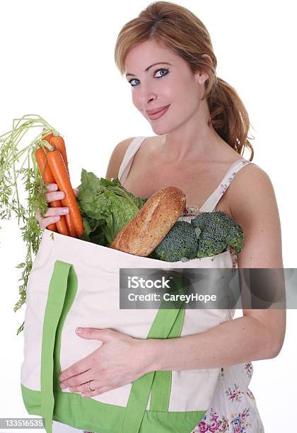 Environment Friendly Produce Shopping Stock Photo - Download Image Now - Adult, Bag, Beautiful People