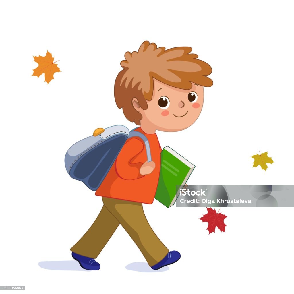 Back To School Little Boy With Book And School Bag Template For Design Cute  Cartoon Character Vector Illustration Isolated On White Background Stock  Illustration - Download Image Now - iStock