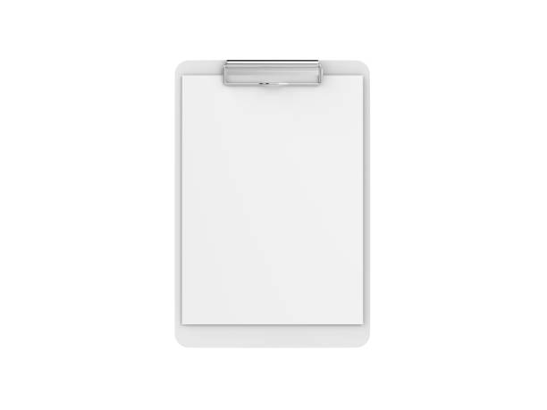 Clipboard with A4 paper mockup on isolated white background, 3d illustration