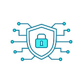 istock Cyber security line icon. Shield with electronic components and padlock. 1335169133