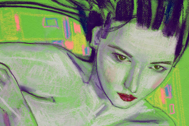istock Pastel painting, female portrait, handmade 1335170065