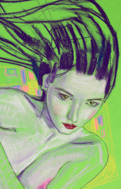 istock Pastel painting, female portrait, handmade 1335170153