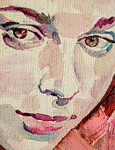 istock watercolor painting, female portrait, handmade 1335174356