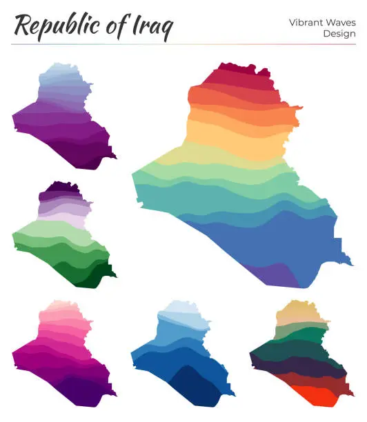 Vector illustration of Set of vector maps of Republic of Iraq.