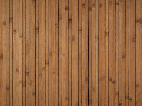 The texture of a light brown wall made of decorative bamboo. A clean wooden backdrop.