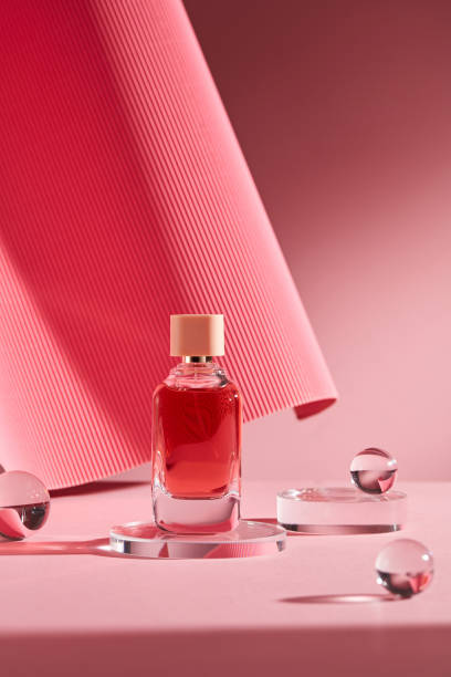 istock Product display podium crystal on pink background 1335175414